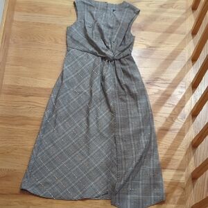 Anthropologie Gray Plaid Midi Dress